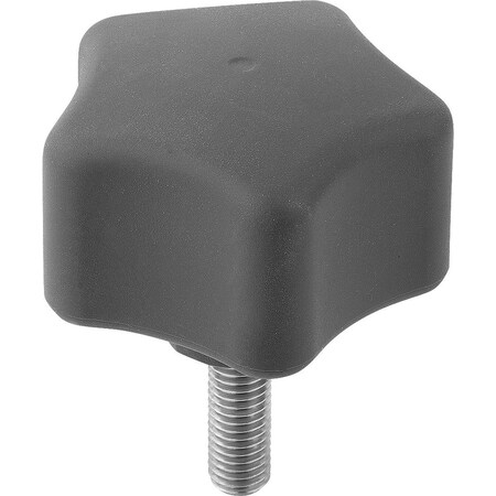 Kipp Five Lobe Grip Ergonomic D=M10X30 D1=63 H=45, Form:L Plastic, Black Ral7021, Comp:Stainless Steel K0786.06310X30